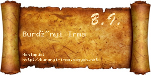 Burányi Irma névjegykártya